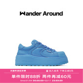 Wander 女 厚底增高蓝色贝壳头休闲板鞋 around2025年春季 新款
