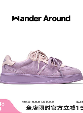 Wander around2026春秋新款紫色厚底增高休闲鞋复古芭蕾德训鞋女