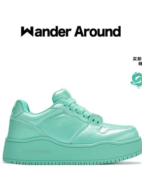 【明星同款】Wander Around漫行春秋款薄荷绿厚底板鞋休闲鞋子女