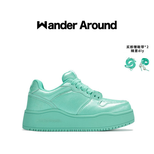 【明星同款】Wander Around漫行春秋款薄荷绿厚底板鞋休闲鞋子女