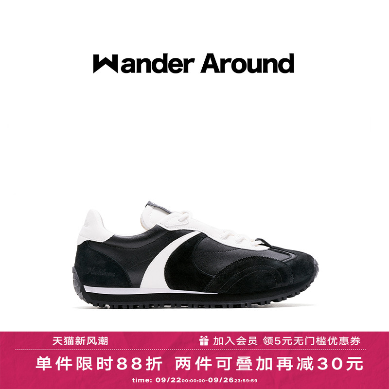 Wander around2025春夏新款LUNA系列黑白拼色阿甘休闲德训鞋女