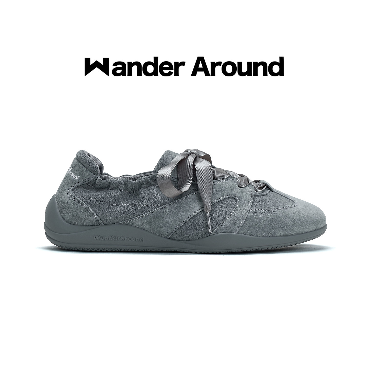 Wander around2026秋款灰色厚底增高3CM休闲鞋复古芭蕾德训鞋女图片