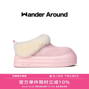 厚底增高6cm雪地靴防水保暖短筒靴 新款 Wander around冬季
