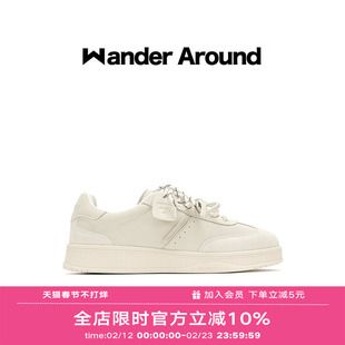 Wander around2025新款小白鞋厚底增高休闲板鞋复古德训鞋女