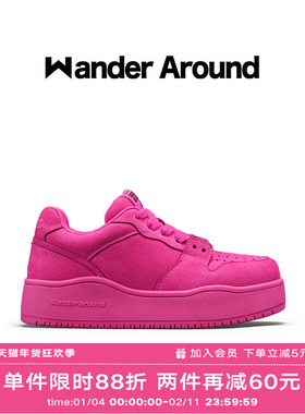 【明星同款】Wander Around 春秋玫红色厚底增高休闲板鞋男女同款