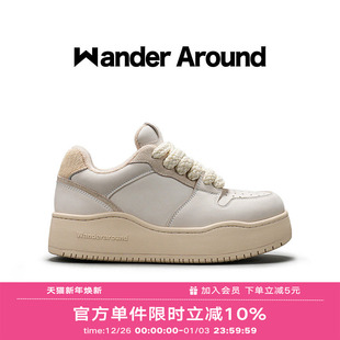 敖子逸同款 灰色厚底增高休闲板鞋 Wander 秋冬加绒款 女 Around