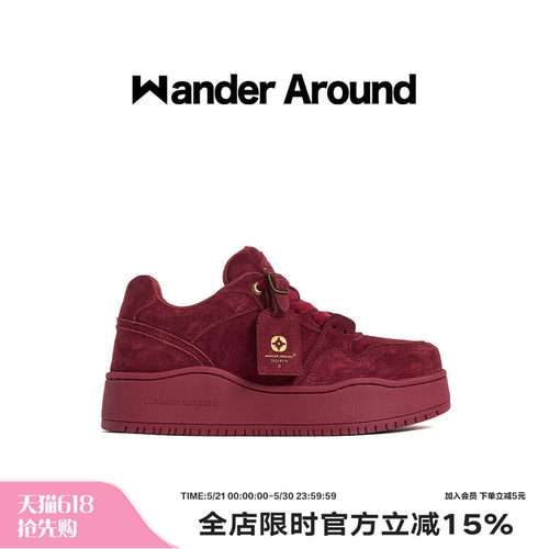 【明星同款】Wander around 安可拉红厚底增高低帮休闲板鞋女