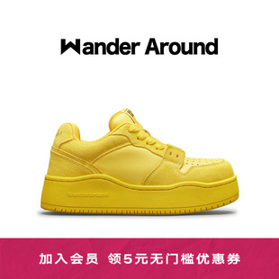 Around春秋款 Wander 黃色厚底增高休閑板鞋 明星同款 男女同款