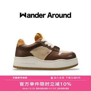 美拉德棕色厚底增高低闲板鞋 Around秋冬款 Wander 女 白鹿同款