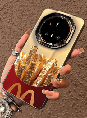 适用华为mate80rs手机壳新款非凡大师mate70rs保时捷渐变磨砂薯条meta60pro高级感mete70全包防摔创意小众女