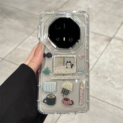 适用华为mate70rs猫咪贴纸手机壳