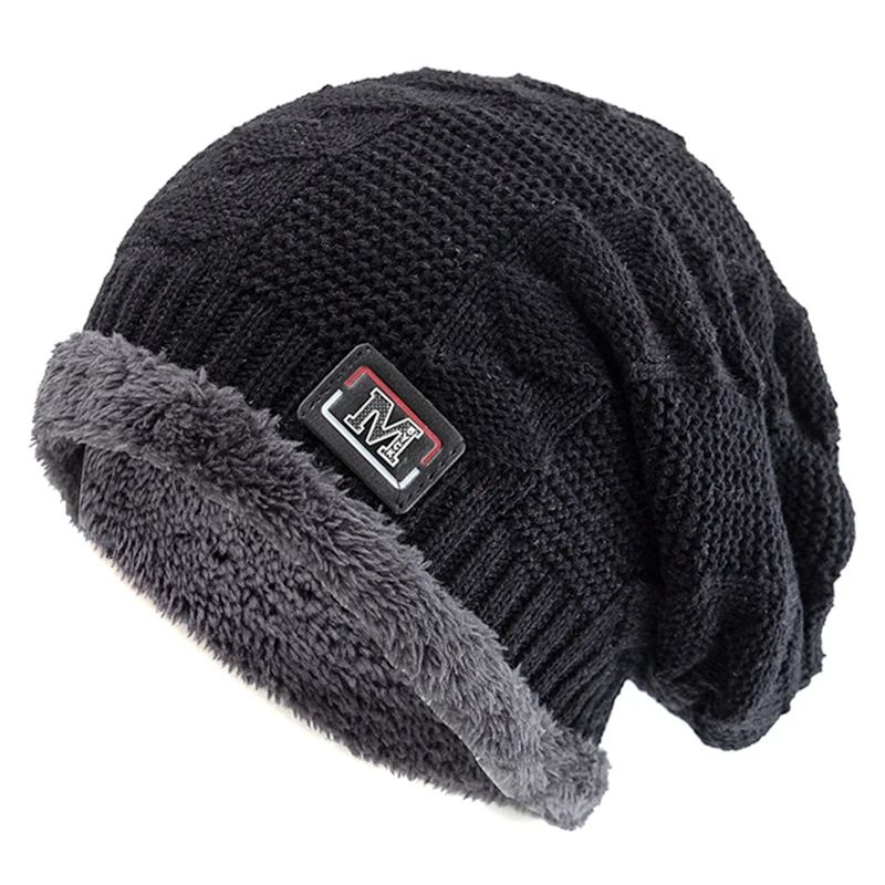New Unisex Warm Winter Hat Fashion M Letter Label Knitted Ha