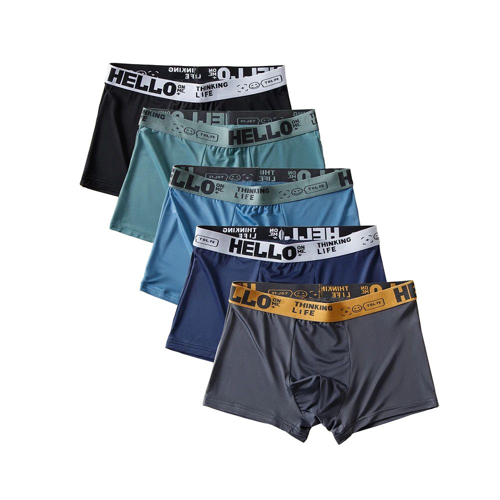 5pcs/lot Boxer Shorts Ice Silk Men's Underwear Summer Breath
