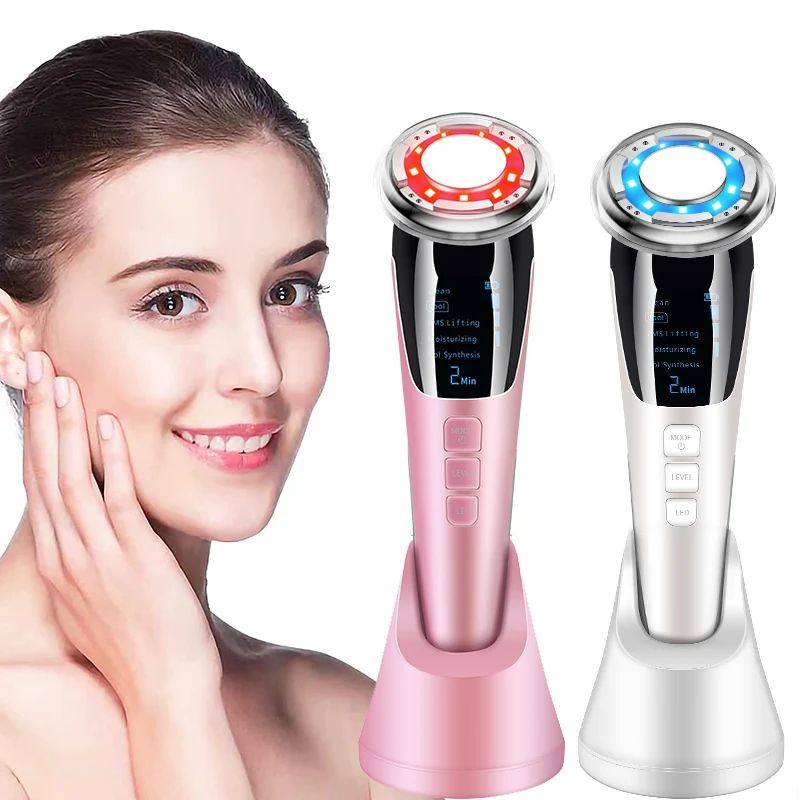 New 5 in 1 EMS Hot Cold Facial Massager LED Light Vibration