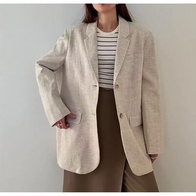 2025 Spring / Summer New Women Fashion Linen Basic Jacket Ba