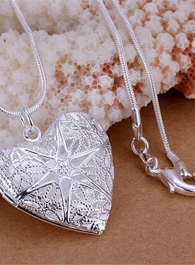 Hot 925 Sterling Silver Photo Frame Pendant Necklace 18/20/2