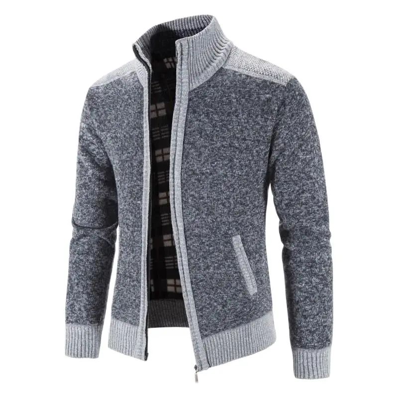 New Winter Men's Patchwork Jacket Knitted Coat Fashion Cardi