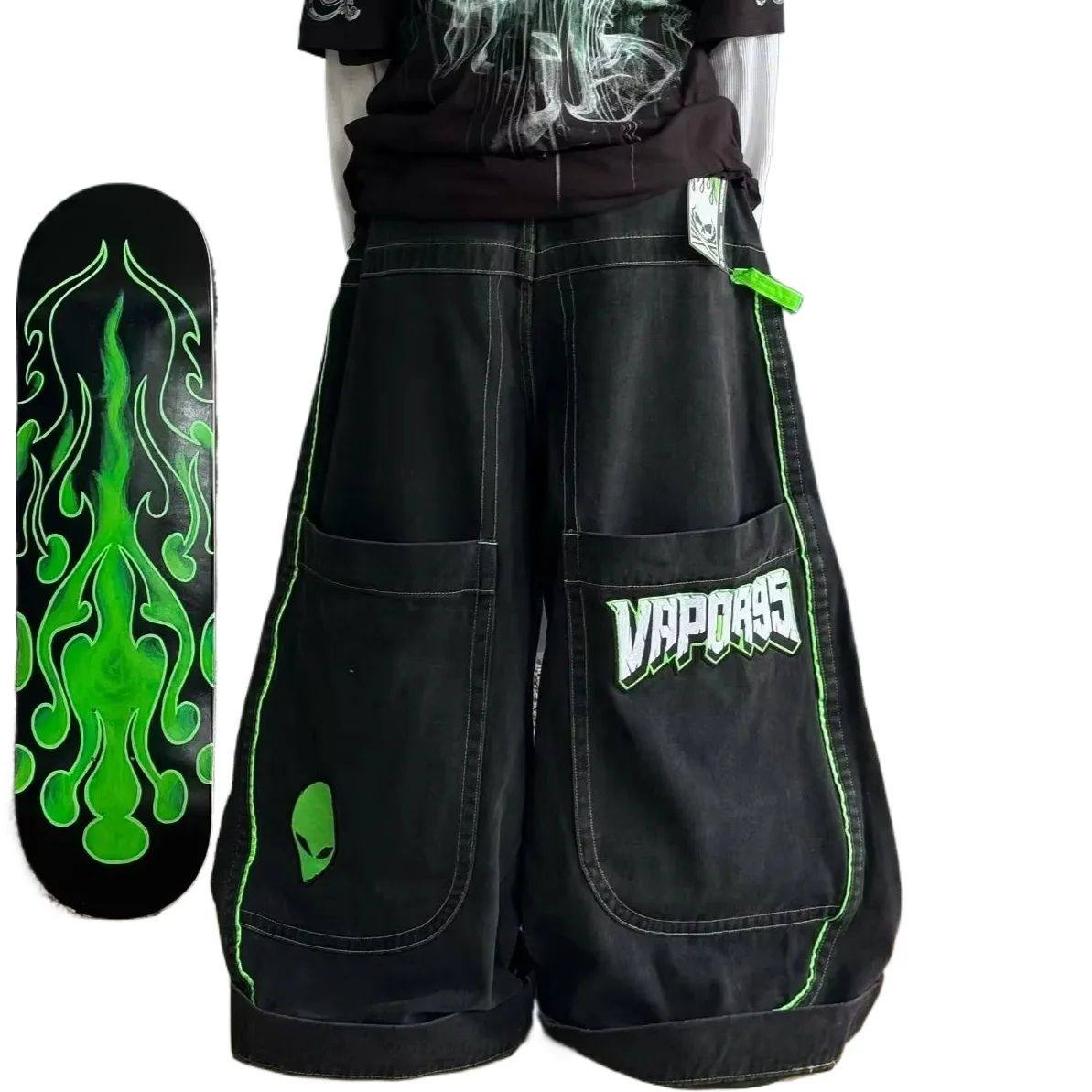 American Street Fashion Trend Big Pocket Loose Jeans Women H