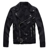 thi zippers Men Sokotoo jean biker Streetwear black jacket