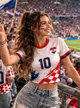 Womens t-shirt Team Soccer Crop Tops Casual Summer Short Sle