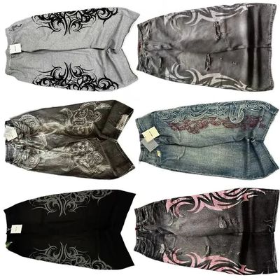 Y2K Fashion Pattern Embroidery Baggy Jeans Men and Women Hig