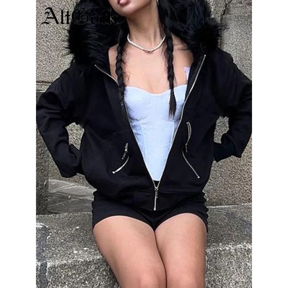 AltGoth Dark Academia Gothic Sweatshirt Women Streetwear Har
