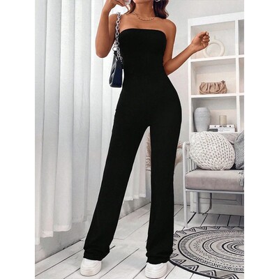 2024 Summer New Women's Drawstring Waist Jumpsuit Pants Leis