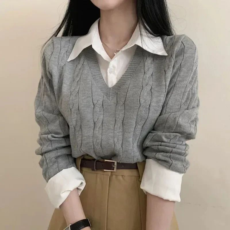 Korean Chic Spring and Autumn Age-Reducing Sweaters Retro Te