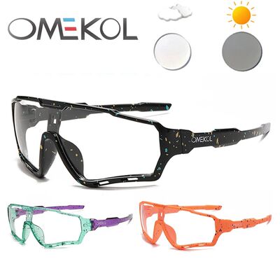 OMEKOL Brand New Photochromic Sport Cycling Glasses Men Wome