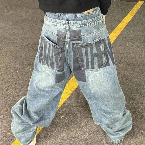 American double waist design women jeans Y2k retro high stre