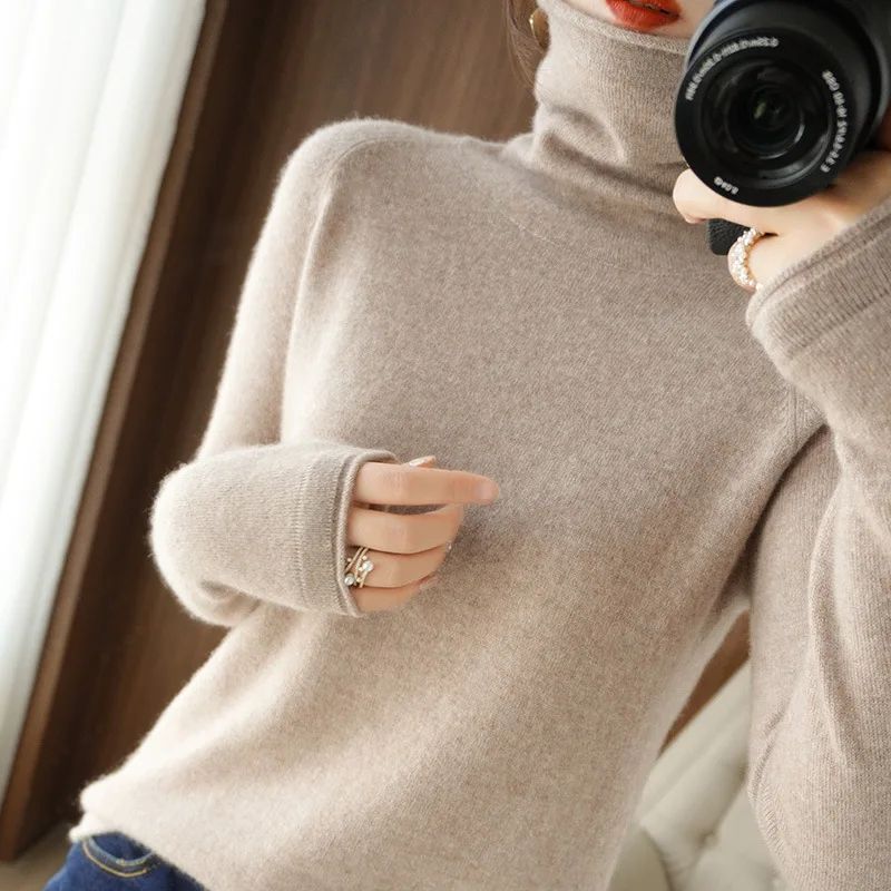 Autumn Winter Women Sweaters Turtleneck Long Sleeve Solid Sl