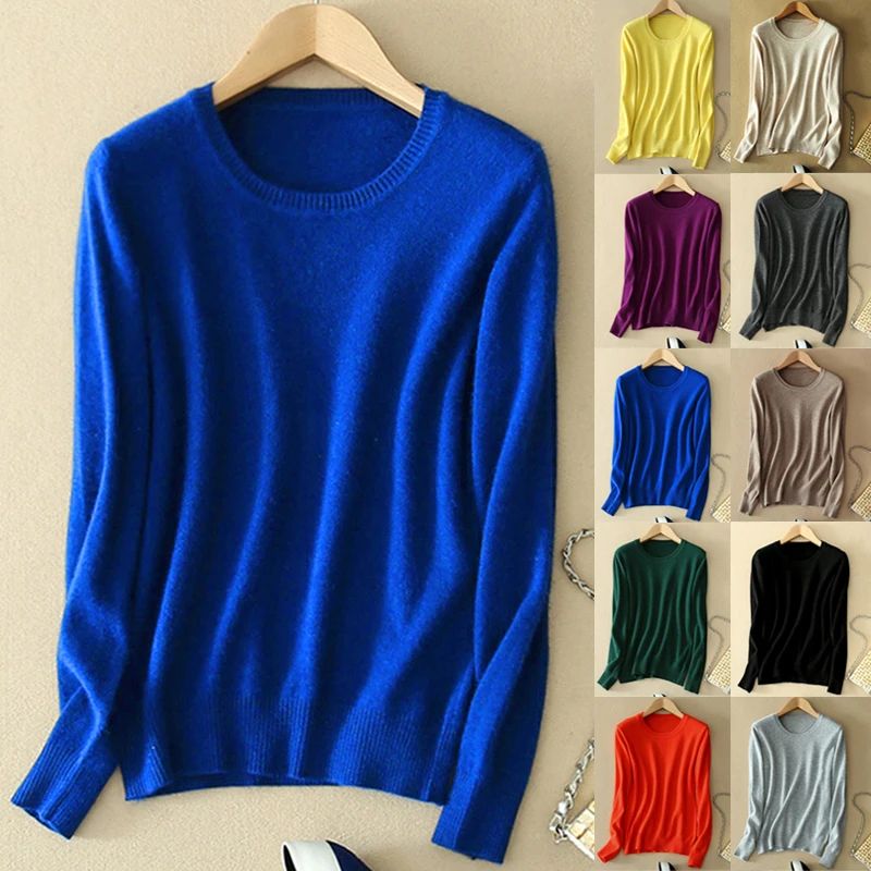 Soft Cashmere Sweaters Long Sleeve Pullovers For Women Autum