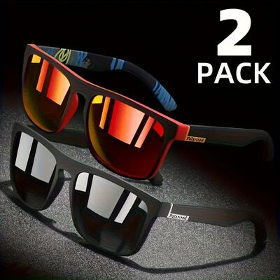2pcs Square Polarized Sunglasses Anti Glare Sun Shades For S
