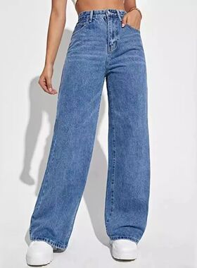 Fashion retro blue jeans women y2k High street baggy straigh