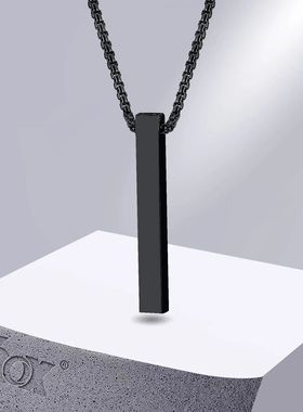 Vnox 5mm Pillar Necklace for Men Women, Stainless Steel 3D B