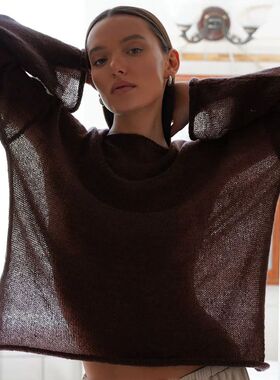 Talenza Hollow Knitted Sweater Pullover Women's Solid See-th