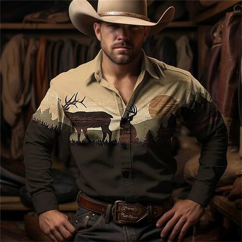 2024 Retro Fashion Simple Long Sleeve Western Denim Men's So