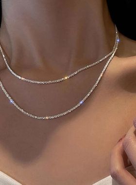 Fashion Simple Sparkling Necklace For Women Silver Color Cla