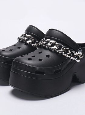 New Sandal Slippers DIY Silver Chains Clogs Women Mules Summ