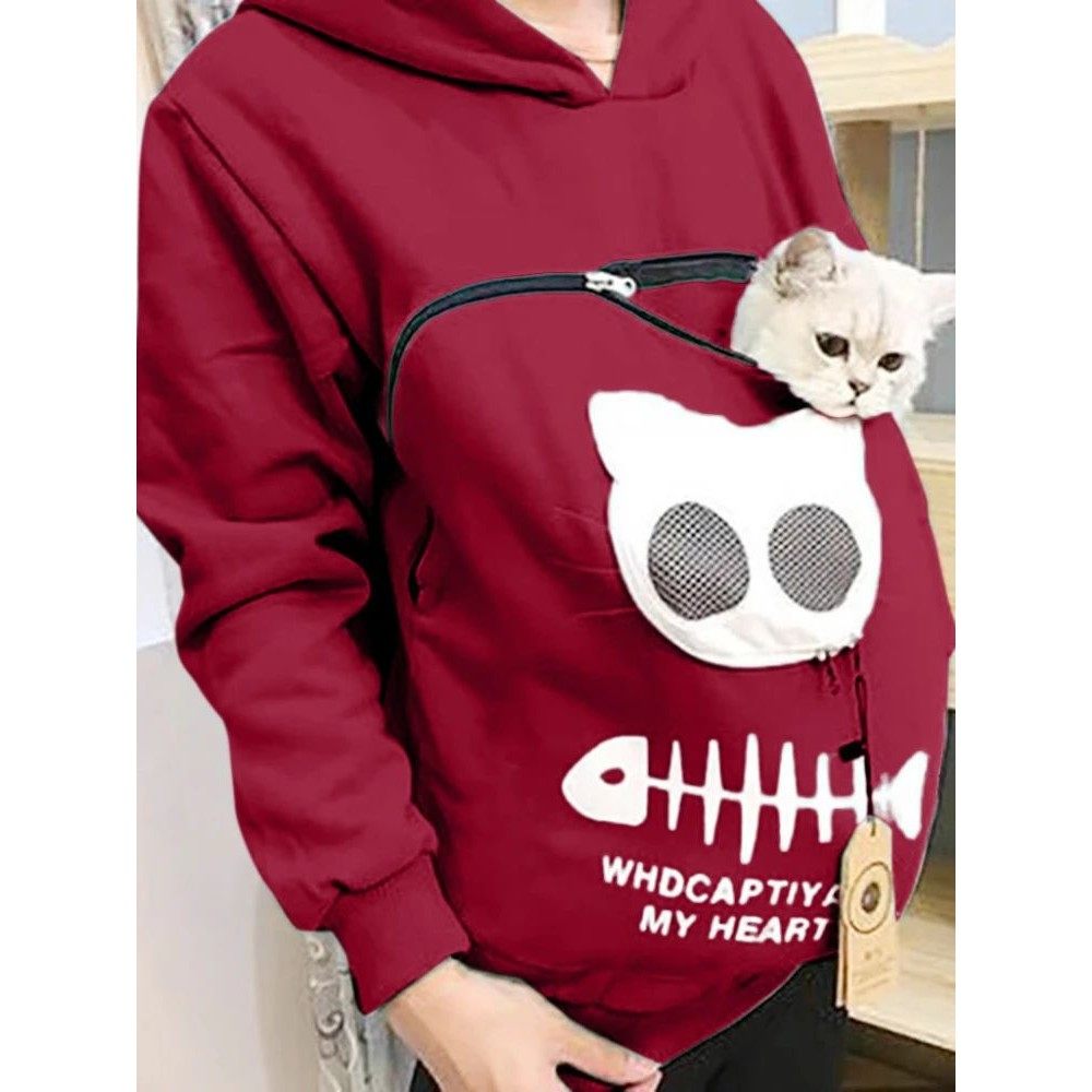 S-3XL  Cat Lovers Hooded Sweatshirt Kangaroo Dog Pet Paw Dro