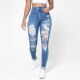 Holes Pockets Casual Jeans Ripped Slash Skinny Autumn Distr