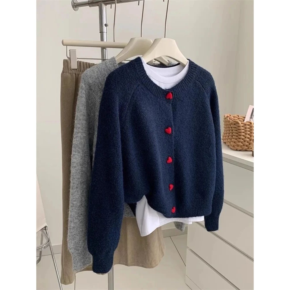 AOSSVIAO 2025 Deep Grey Wool Knitted Cardigan For Women In A