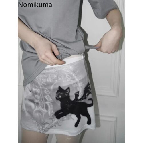 2025 Faldas Mujer De Moda Bodycon Skirts for Women Cat Print