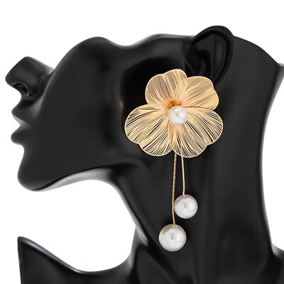 New Romantic Flower Petal Long Tassel Drop Earrings for Wome