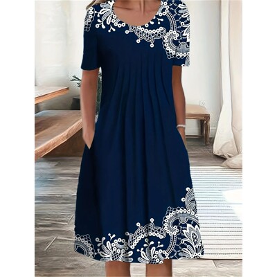 Plus Size Fashion Elegant Women Dress Loose Casual Dress Wom