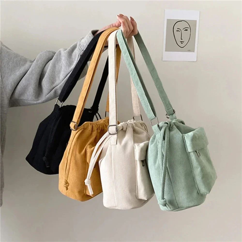 2025 New Women Bag Middle Shoulder Bag Korean Style Drawstri