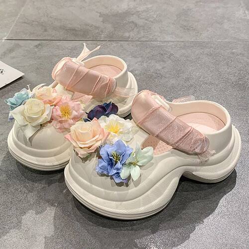 Women Platform Sandals Garden Shoes Flowers Decoration Sanda