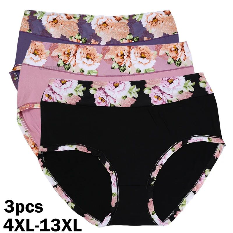 New 3Pcs/Lot Cotton Panties Women's Underwear Plus Size Flor