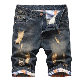 Ripped Hop Hip Patchwork Fashion Shorts Denim Men Summer