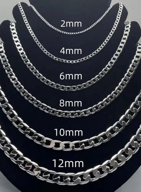 Men's 925 Sterling Silver Necklace 2/4/6/8/10/12MM 40-75cm F